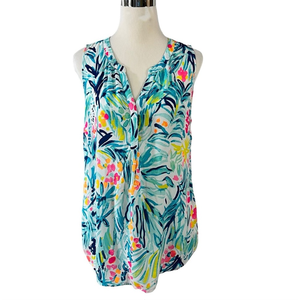 Lilly Pulitzer Stacey Sleeveless Blouse Serene Blue Tippy Top